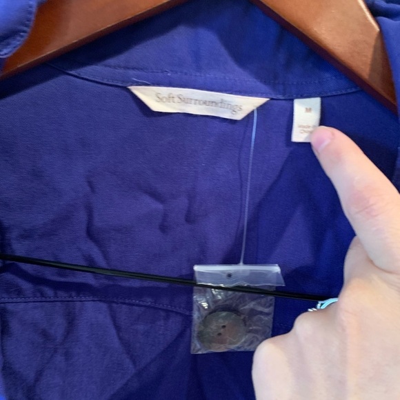 Soft Surroundings NEW 100% Tencel Purple Button Up Trapeze Hem Collared Top M - Picture 3 of 8